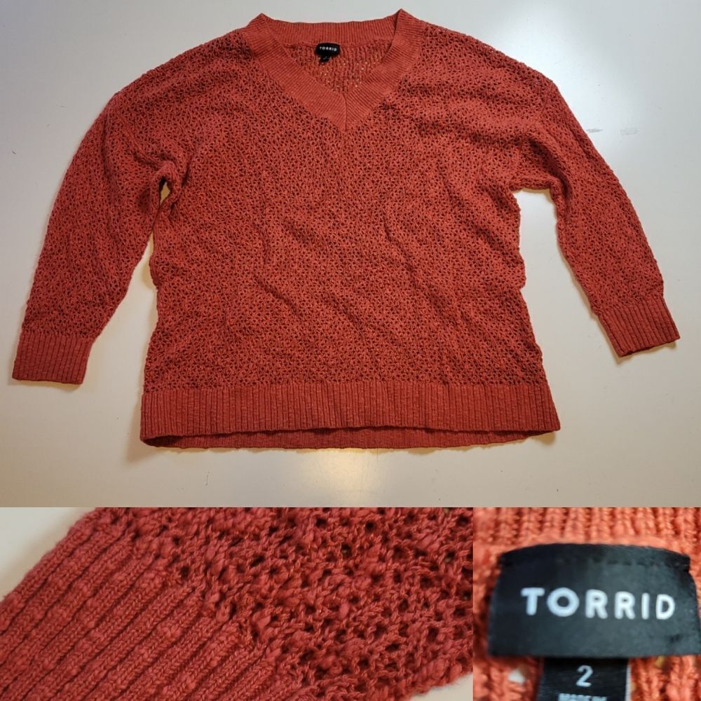 2X TORRID PSL FALL BURNT BRICK ORANGE RED BREATHABLE FALL SWEATER